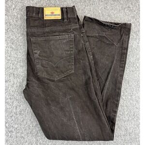 Y2K Champions Unlimited Faded Black Patina Denim Jeans Slim Straight Mens 34x32